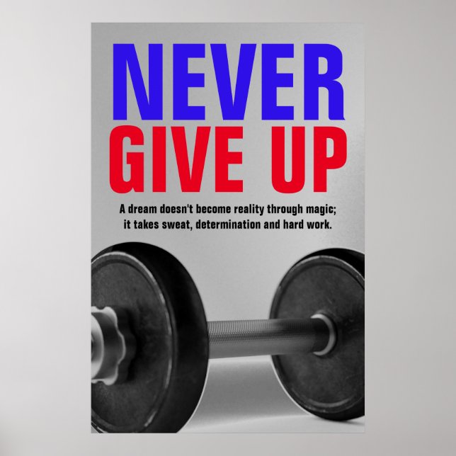 Poster Ne jamais renoncer à la musculation Fitness Motiva (Devant)