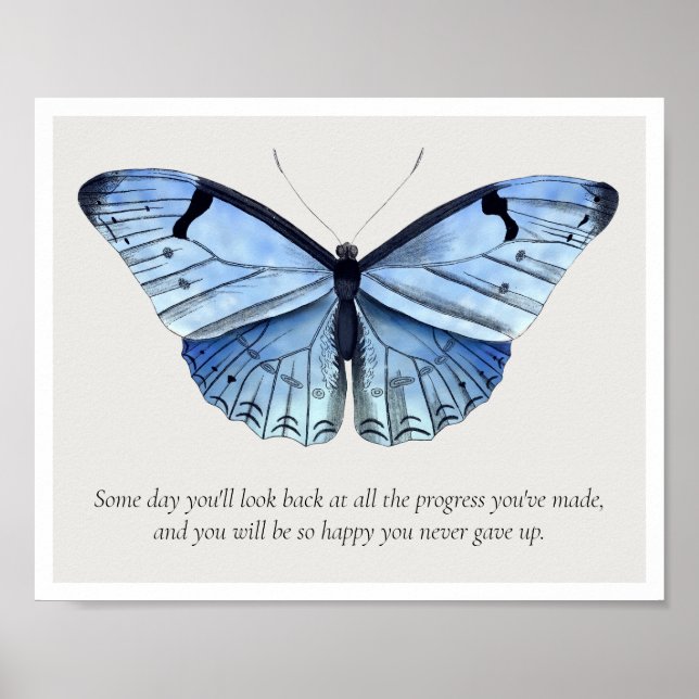 Poster Ne jamais renoncer à papillon Inspiration Art Impr (Devant)