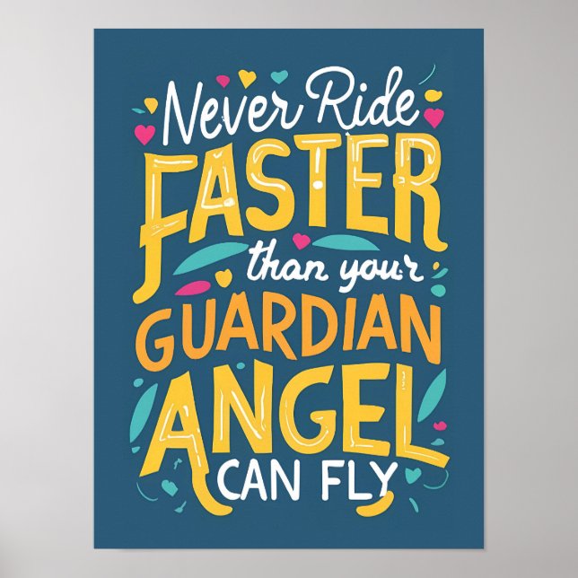 Poster Ne jamais rouler plus vite que votre ange gardien  (Devant)