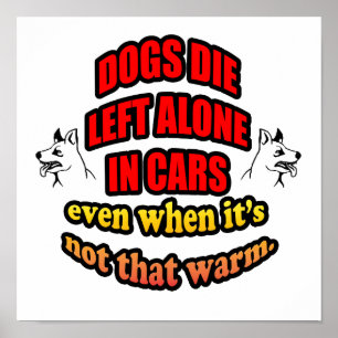 POSTER NE LAISSEZ PAS VOS ANIMAUX SEULS DANS UNE VOITURE