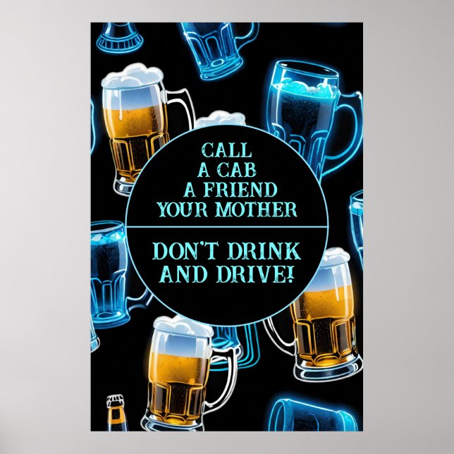 Poster Ne pas boire et conduire 2 bar (Devant)