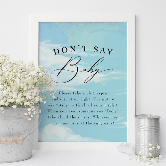 Poster Ne pas dire Baby Game Sky Nuds Baby shower bleu (Créateur téléchargé)