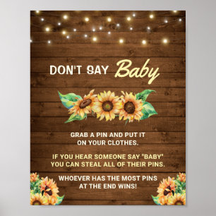 Poster Ne pas dire Baby Pin Jeu Automne Rustique Neutre D