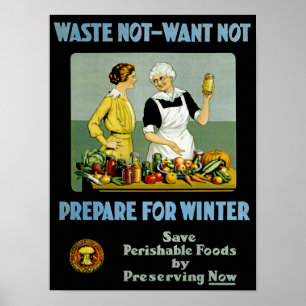 Poster Ne pas gaspiller - Ne pas vouloir ~ Se préparer po