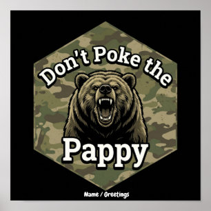Poster Ne Piquez pas Papy Ours Brun Drôle et Robustes