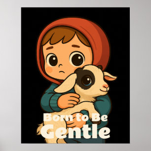 Poster Né pour être doux – Douce brebis et enfant