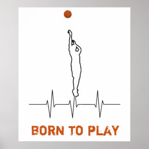 Poster Né pour jouer au basket