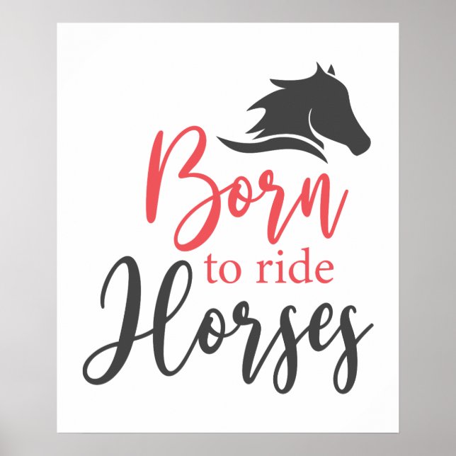 Poster Né pour monter à cheval amoureux des animaux de l' (Devant)