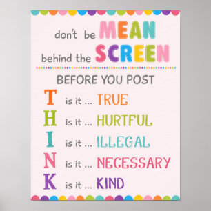 Poster Ne sois pas mesquin derrière le Cyber-Bully de l’é