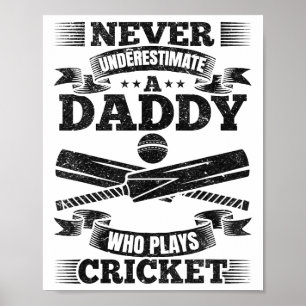 Poster Ne sous-estimez jamais un papa qui joue au cricket