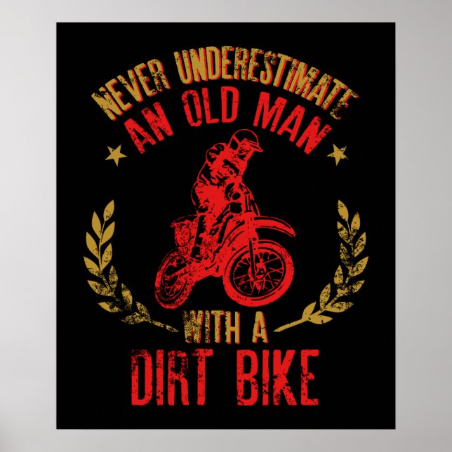 Poster Ne Sous-Estimez Jamais Un Vieux Pavot Avec Un Vélo (Devant)