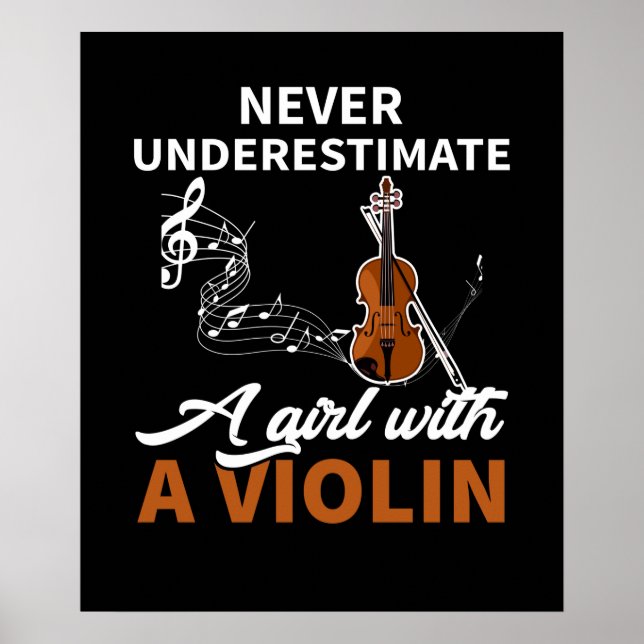 Poster Ne Sous-Estimez Jamais Une Fille Avec Un Violon (Devant)