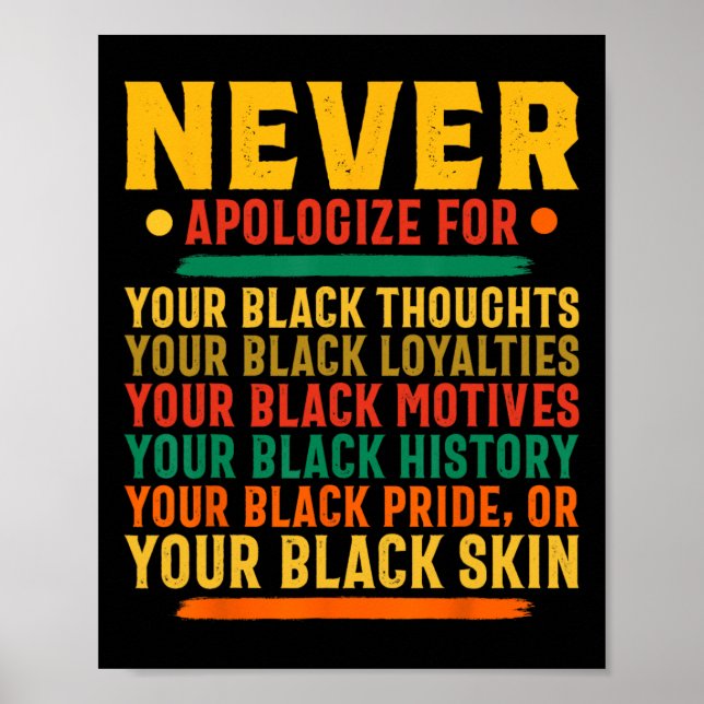 Poster Ne vous excusez jamais pour votre négritude - Hist (Devant)