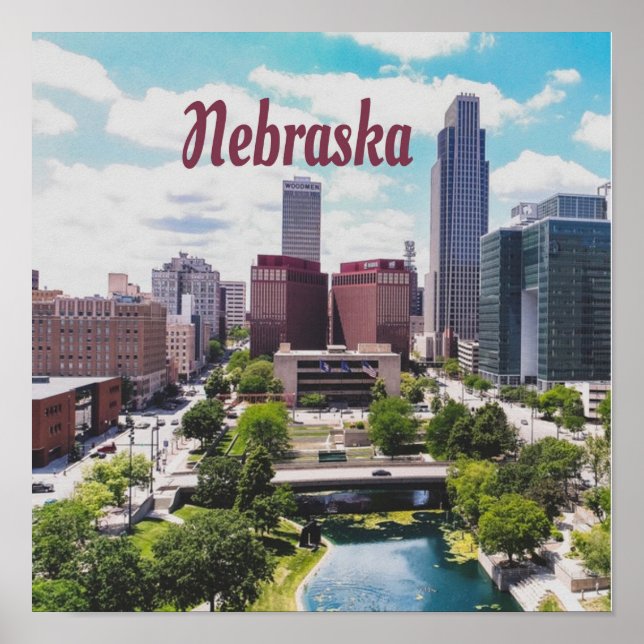 Poster Nebraska City Skyline Omaha (Devant)