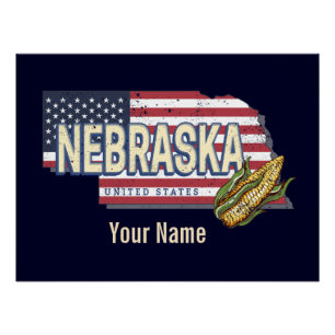 Poster Nebraska États-Unis Retro State Map Vintage USA