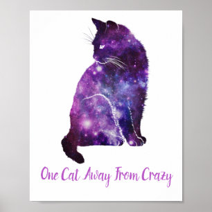 Poster Nebula De L'Espace Des Chats Violets, Un Chat À L