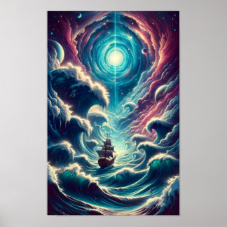 Poster Nebula de mer orageuse psychédélique