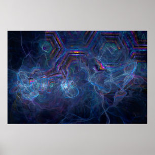 Poster Nebula fractale Abstraite et morphe géométrique
