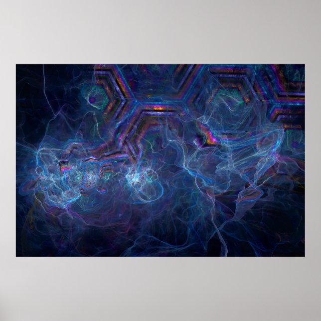 Poster Nebula fractale Abstraite et morphe géométrique (Devant)