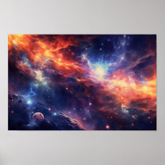 Poster Nebula Galaxy Art Vibrant — Espace Cosmique Coloré