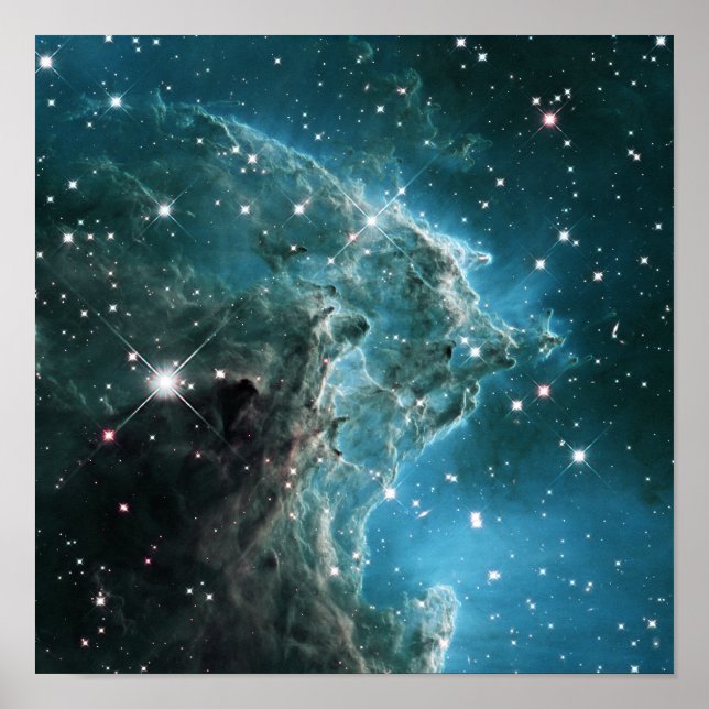 Poster Nebula tête de singe bleu turquoise (Devant)