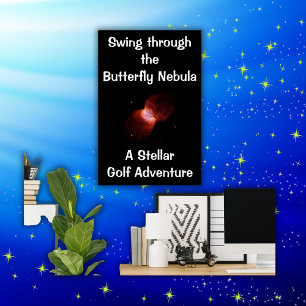 Poster Nébuleuse à papillon monogramme - orange rose  