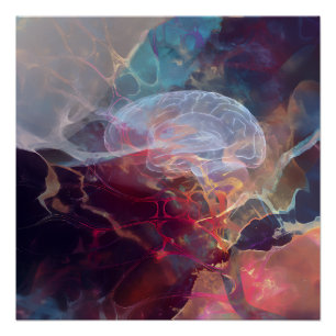 Poster Nébuleuse cérébrale lumineuse Énergie neuronale