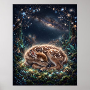 Poster Nébuleuse de Faon de Cerf Art de la mousse étoilée