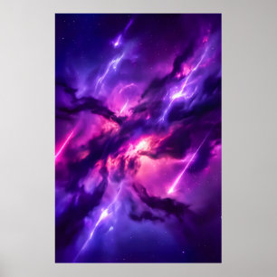 Poster Nébuleuse de l'espace vide cosmique magenta vibran