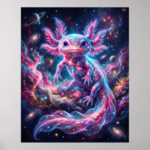 Poster Nébuluse Axolotl Art du récif étoilé brillant