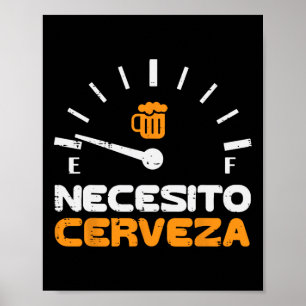 Poster Necesito Cerveza Funny Mexicain Espagnol Cinco De 