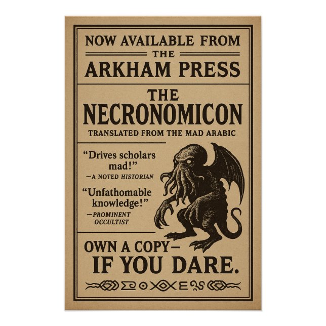 Poster Necronomicon - maintenant disponible sur Arkham Pr (Devant)