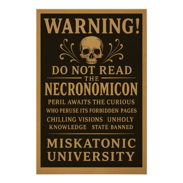 Poster Necronomicon - Précaution interdite par Miskatonic (Devant)