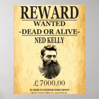 Poster Ned Kelly Bushranger 🏴 ☠️ célèbre hors-la-loi aus