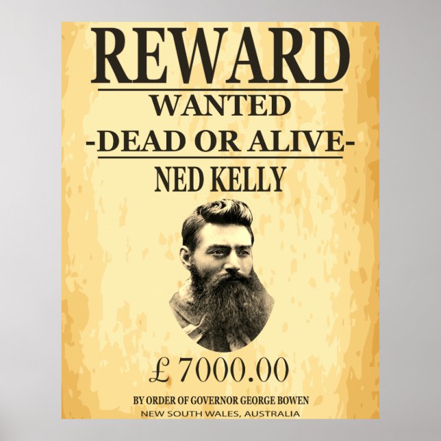 Poster Ned Kelly Bushranger 🏴 ☠️ célèbre hors-la-loi aus (Devant)