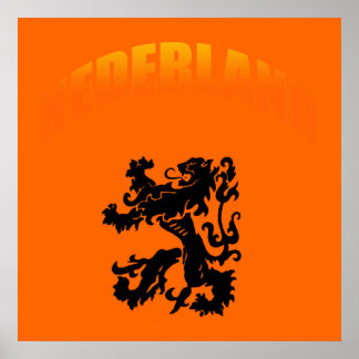 Poster Nederland leeuw Voetbal wk