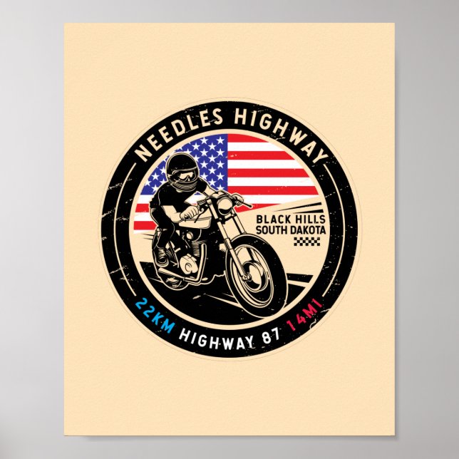 Poster Needles Highway Motorcycle du Dakota du Sud (Devant)
