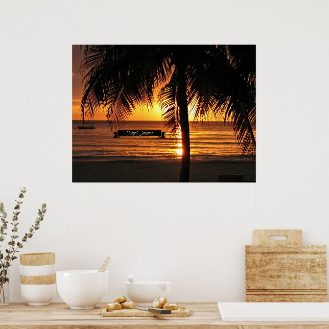 Poster Negril, coucher de soleil de Jamaïque (Cuisine)