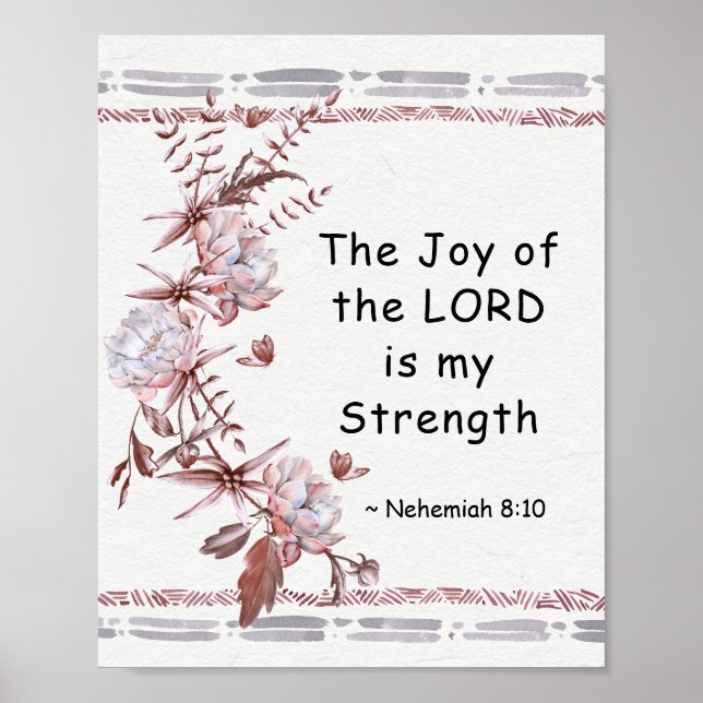 Poster Nehemiah 8:10 The Joy of the Lord is my Strength (Devant)