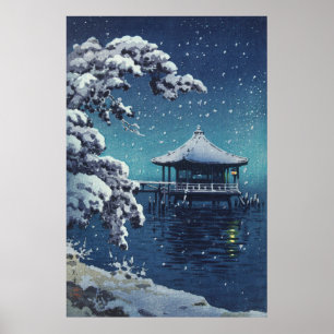 Poster Neige à l'Ukimido Katada par Tsuchiya Koitsu