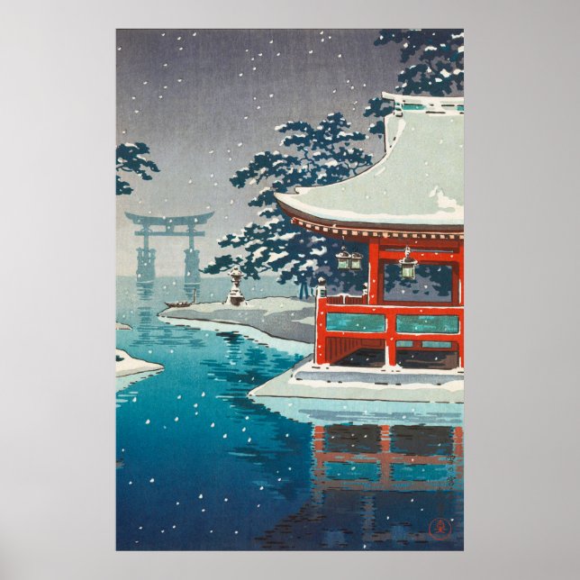 Poster Neige à Miyajima par Tsuchiya Koitsu (Devant)