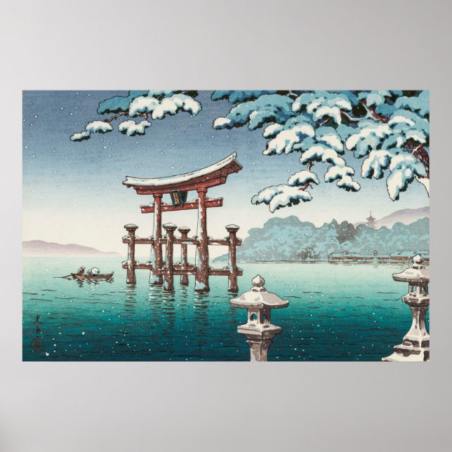 Poster Neige à Miyajima par Tsuchiya Koitsu (Devant)
