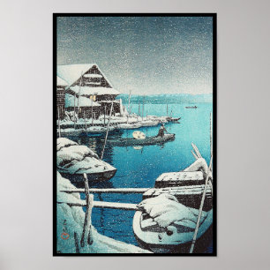 Poster Neige à Mukôjima Hasui Kawase shin hanga art