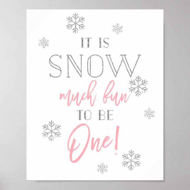 Poster Neige beaucoup amusant | Rose argenté | Premier si (Devant)