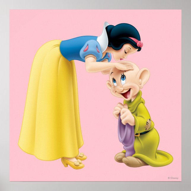 Poster Neige blanc baiser Dopey sur la tête (Devant)