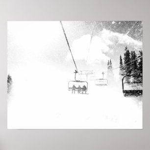 Poster Neige blasée // Skilift in Blizzard Winds