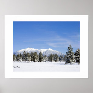 Poster Neige couverte Prairie et San Francisco Peaks Ariz
