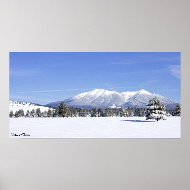 Poster Neige couverte Prairie et San Francisco Peaks Ariz (Devant)
