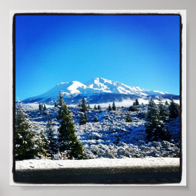 Poster Neige d'hiver à Mount Shasta, CA (Devant)