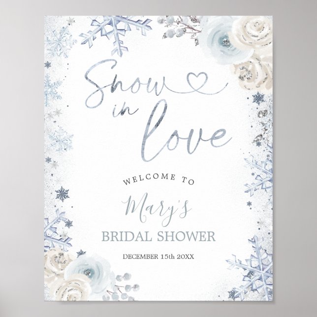 Poster Neige d'hiver en amour Flocon de neige Bienvenue (Devant)
